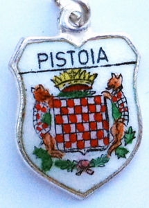 (image for) Pistoia Italy - Vintage Silver Enamel Travel Shield Charm